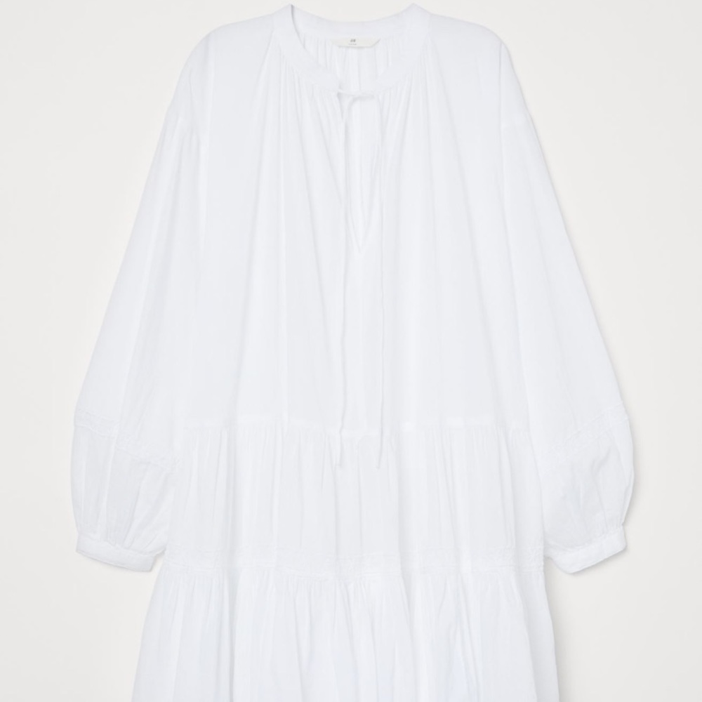 H&M White Embroidered Dress